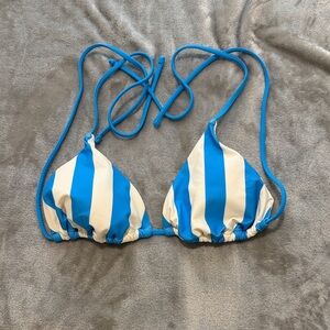 Blue & White Striped Triangle Bikini Top - Women